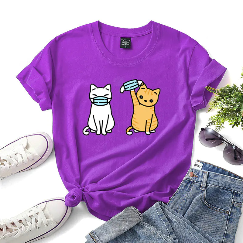 Cartoon Cat Short Sleeve T-Shirt