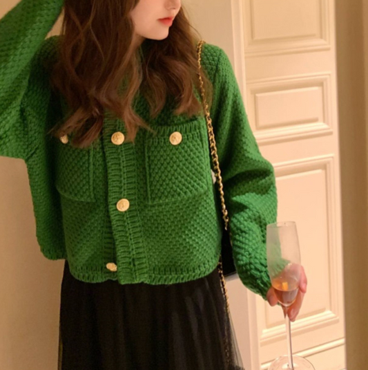 Veste en cardigan tricoté rétro - Loose Fit