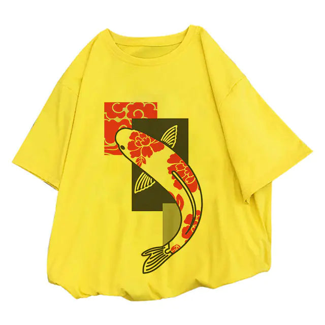 Japon Koi Fish Graphique Print T-shirt