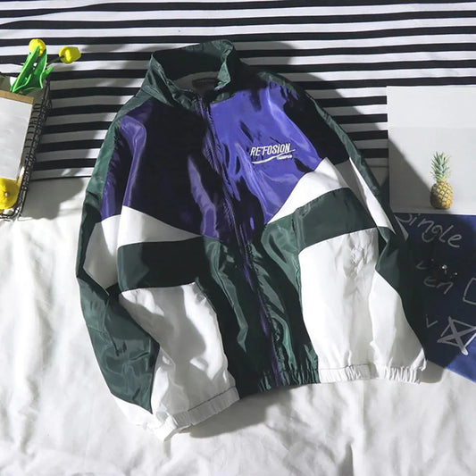 Veste coupe-vent patchwork hip-hop