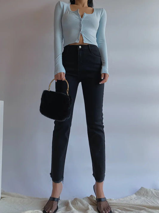 Jeans étirements Slim taille haute
