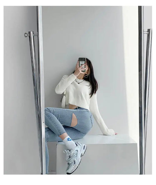 Jeans déchirés à la taille haute - Sliming Fit