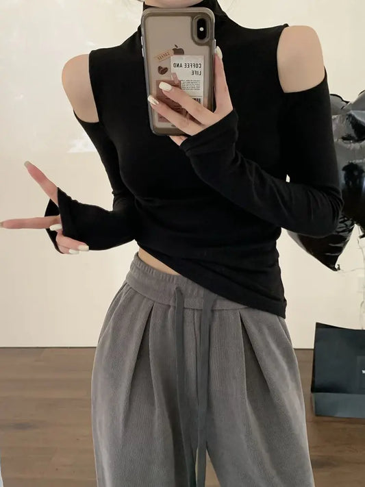 T-shirt Slim à manches longues Turtleneck