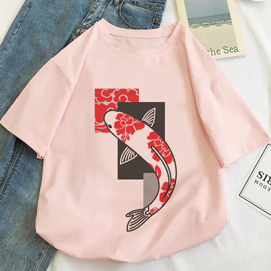 Japon Koi Fish Graphique Print T-shirt