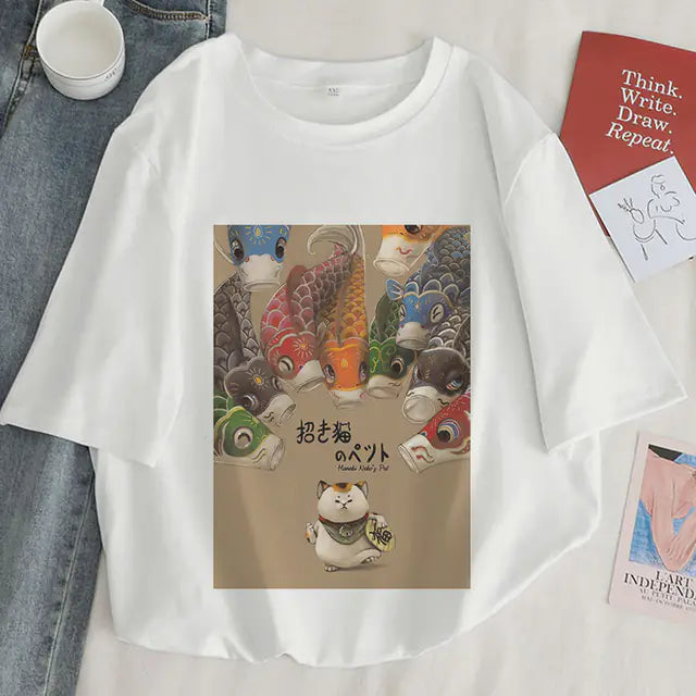 Japon Koi Fish Graphique Print T-shirt
